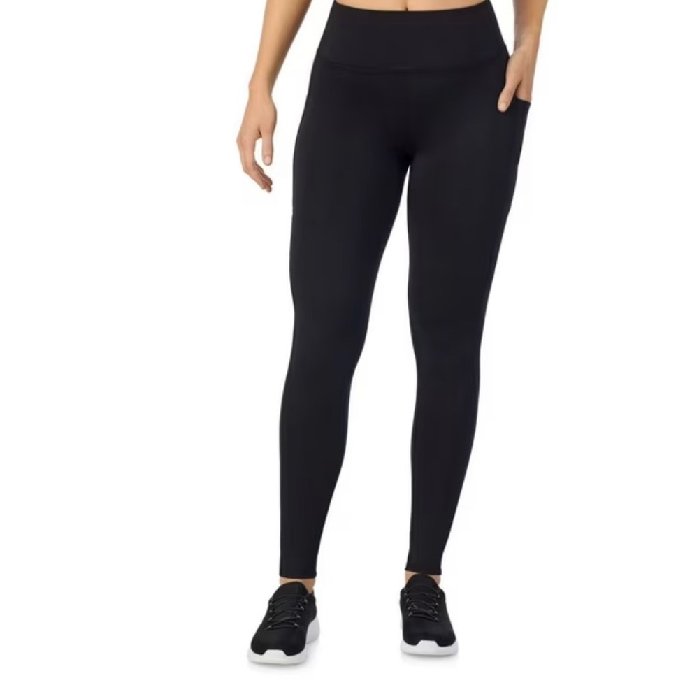 Cuddl Duds Climatecore Black Leggings with Side Pockets